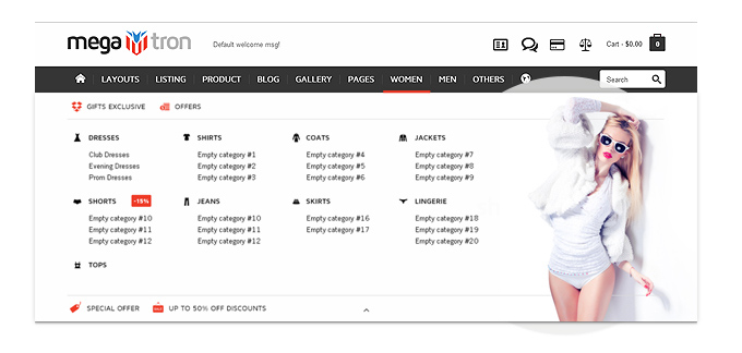 Women products Megatron web page