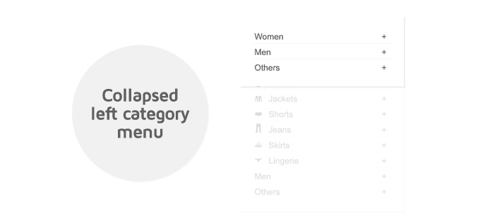 Collapsed left category menu picture